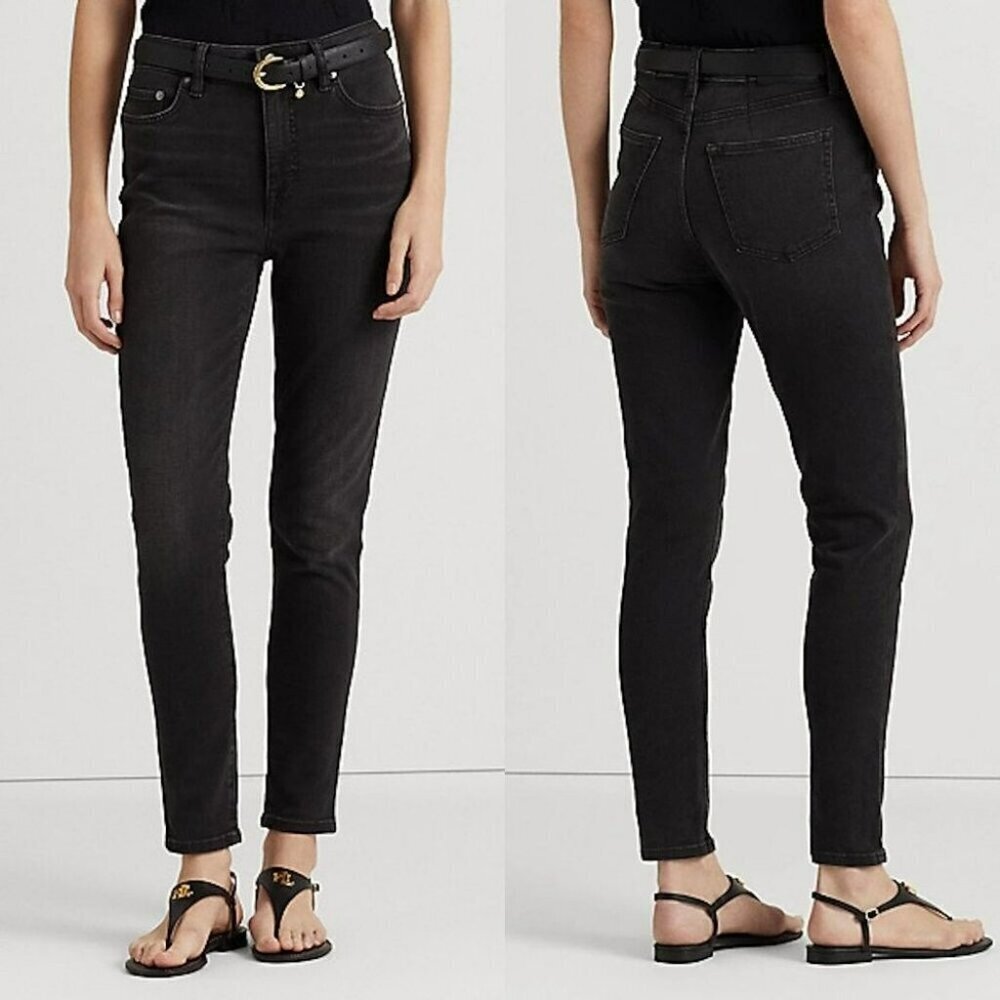 NWT New Ralph Lauren High-Rise Skinny Ankle Black Wash Jean Size 22W
